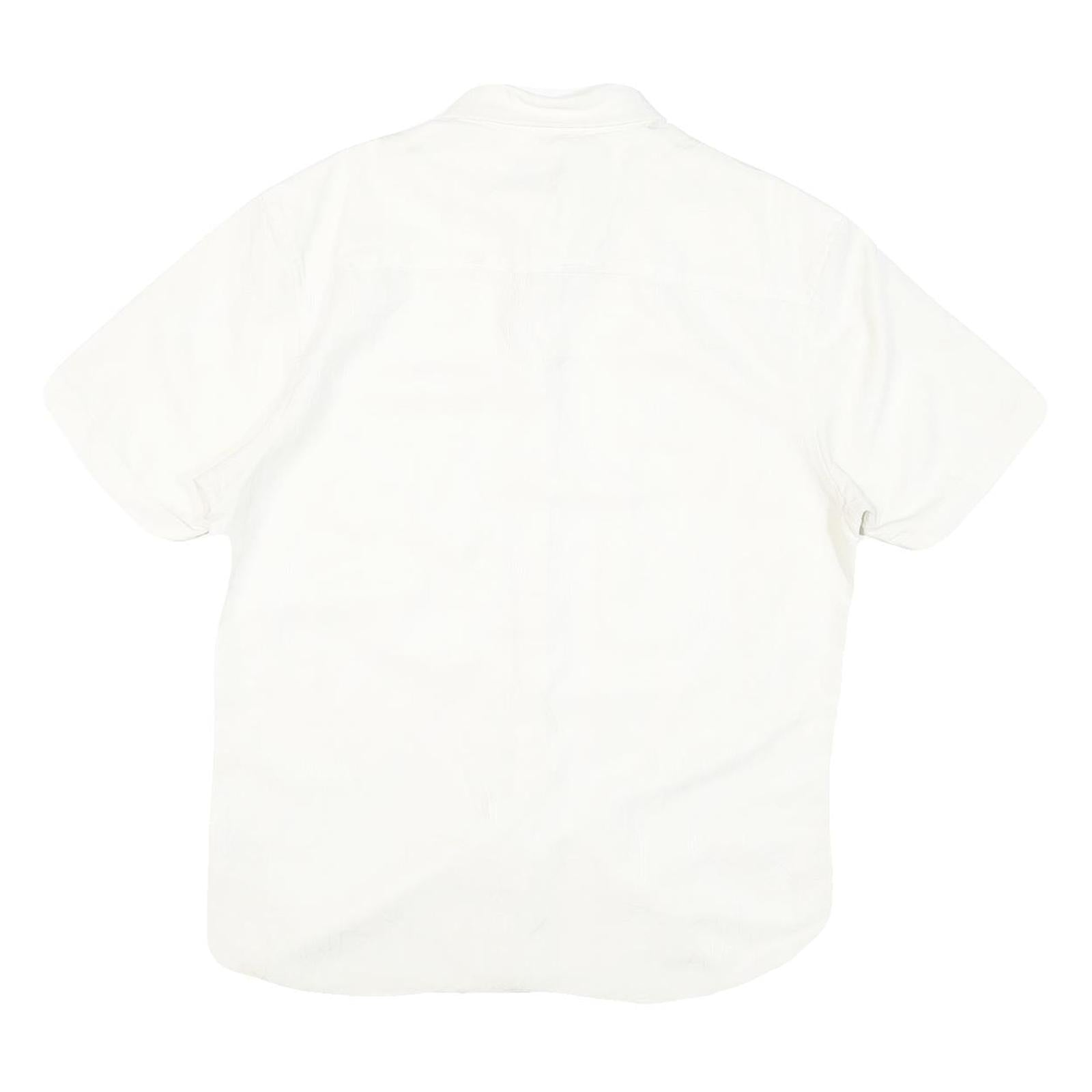 WOODY'S Mens White Shirt L Cotton Blend Casual Short Sleeve Button