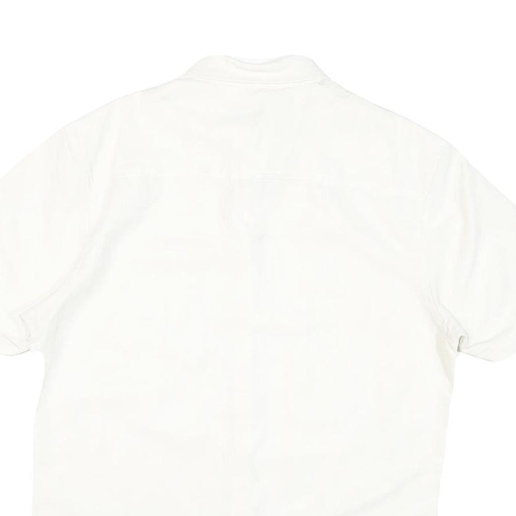 WOODY'S Mens White Shirt L Cotton Blend Casual Short Sleeve Button