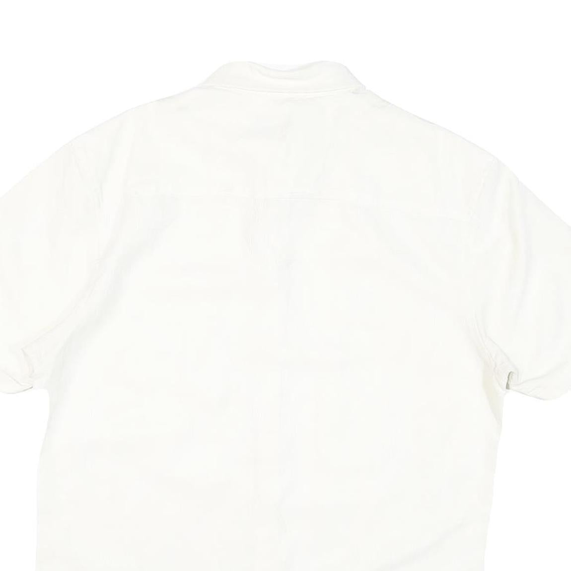 WOODY'S Mens White Shirt L Cotton Blend Casual Short Sleeve Button