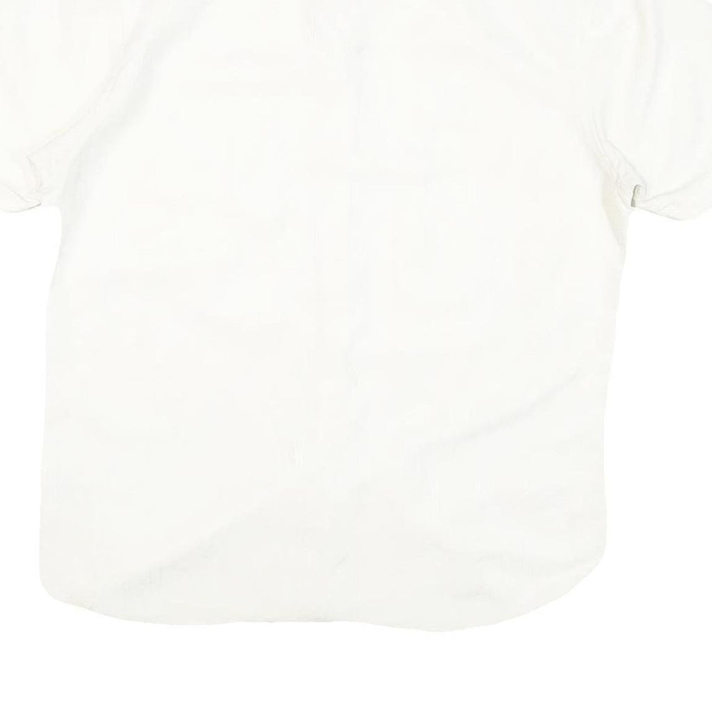 WOODY'S Mens White Shirt L Cotton Blend Casual Short Sleeve Button