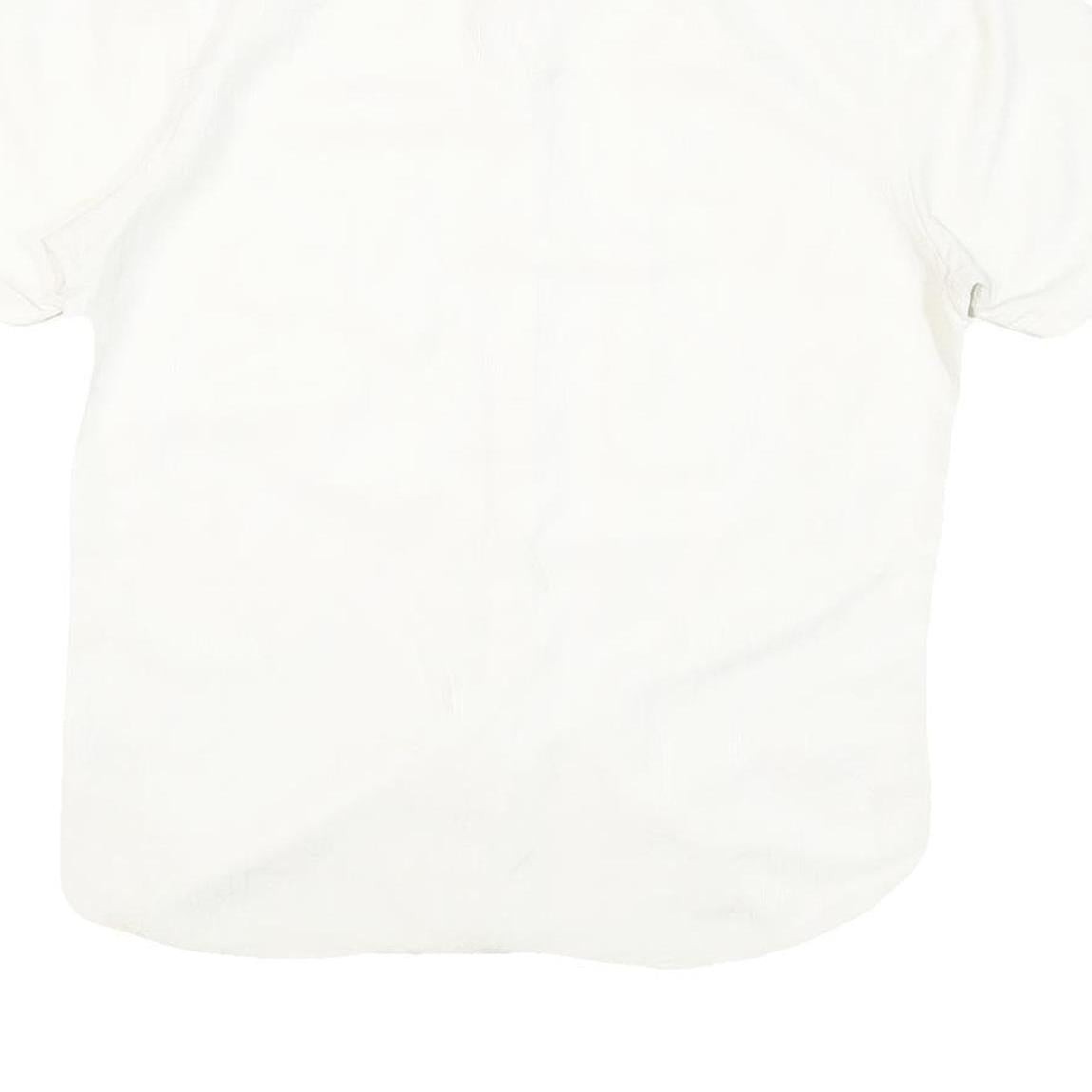 WOODY'S Mens White Shirt L Cotton Blend Casual Short Sleeve Button
