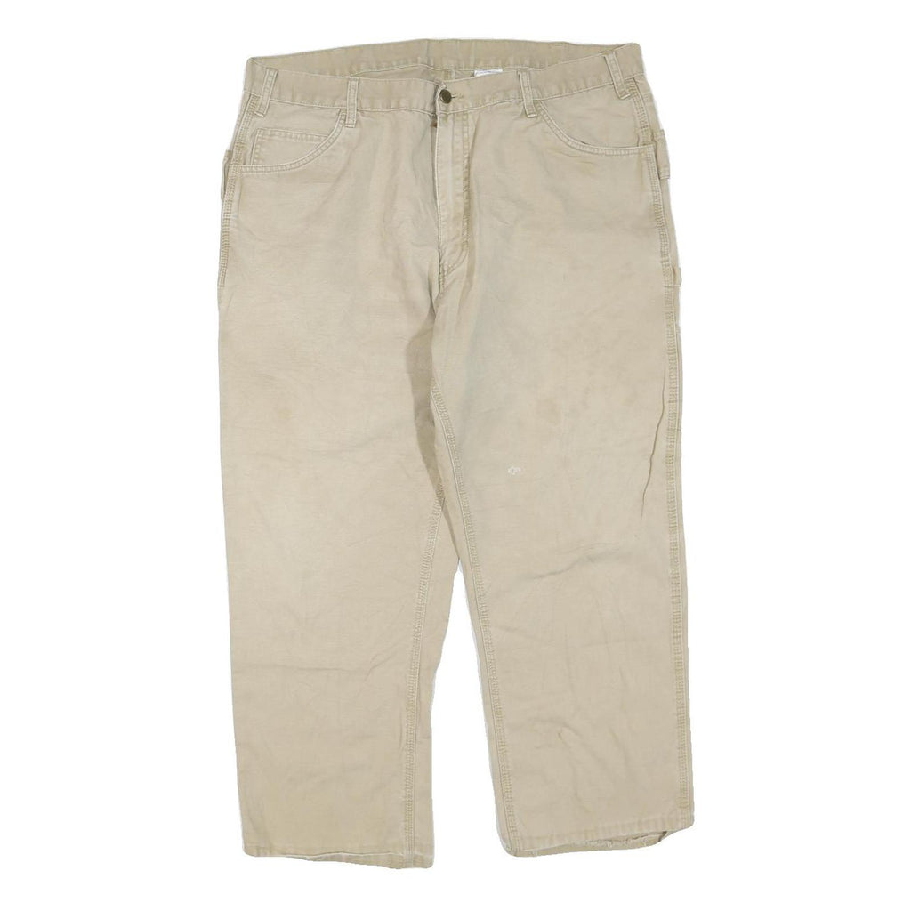 CARHARTT Mens Regular Beige Cotton Blend Regular Fit Work Trousers W40 L25