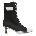 CHARLES & KEITH Womens Black Canvas Lace-Up Ankle Boots UK 2 Kitten Heel