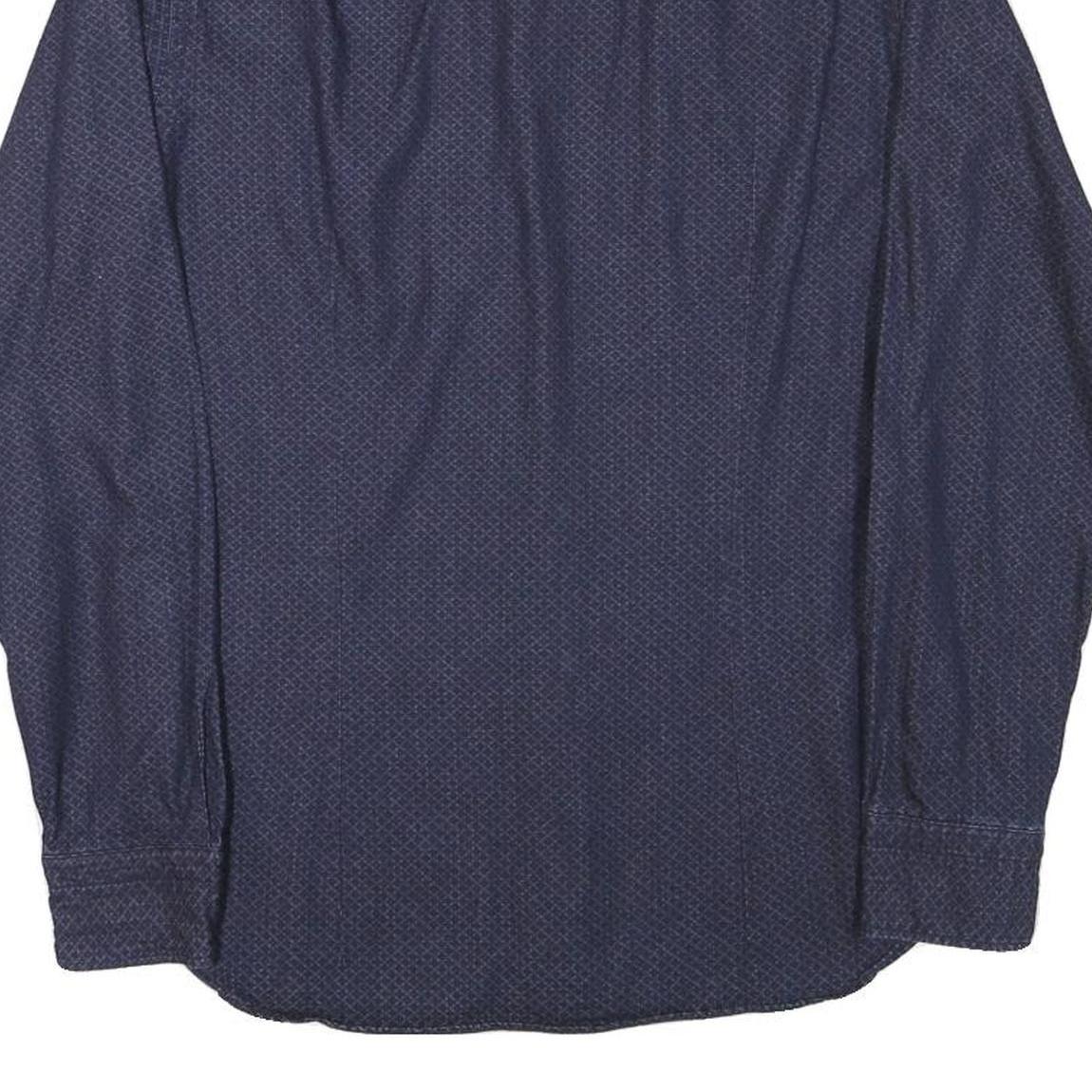 HUGO BOSS Mens Blue Printed Shirt S Cotton Blend Elegant Casual