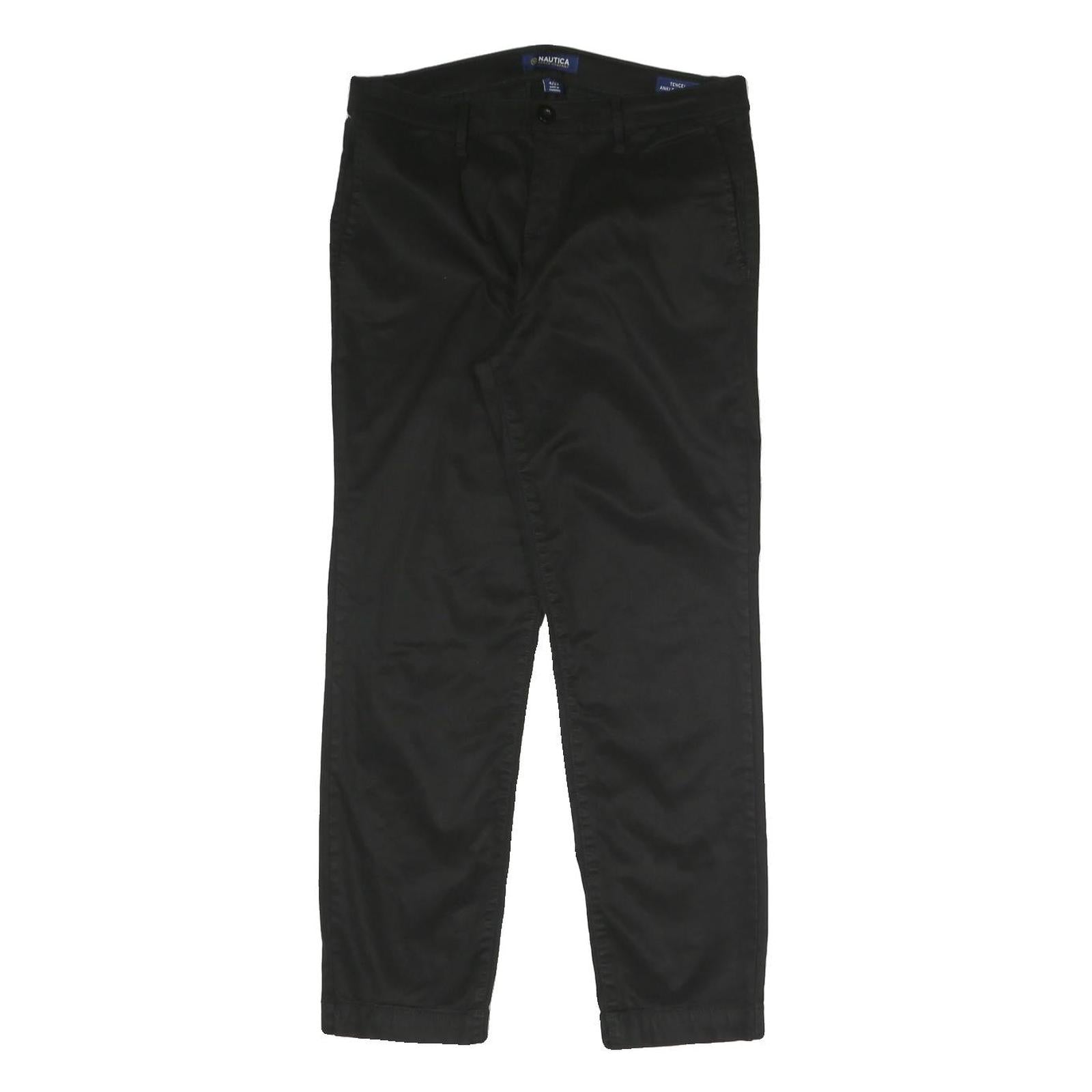 NAUTICA Mens Cotton Blend Black Slim Slim Trousers W31 L27 Casual Smart Zip