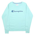 CHAMPION Womens Blue Crew Neck L Cotton Logo Sweatshirt Casual Pullover