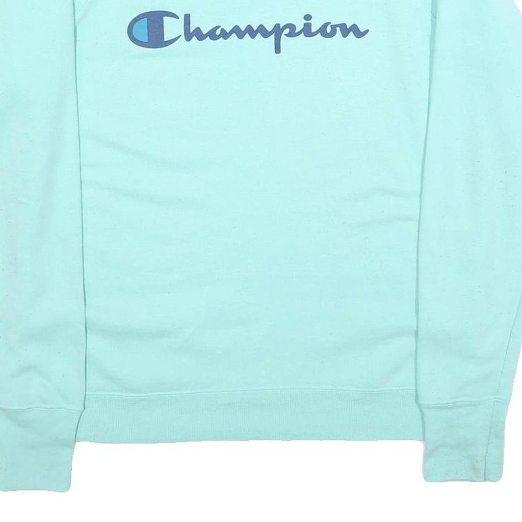 CHAMPION Womens Blue Crew Neck L Cotton Logo Sweatshirt Casual Pullover