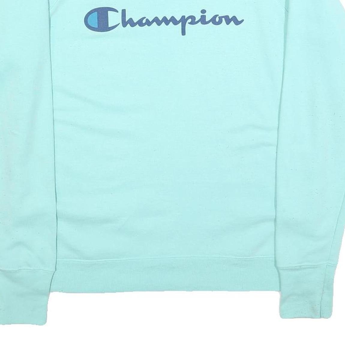 CHAMPION Womens Blue Crew Neck L Cotton Logo Sweatshirt Casual Pullover