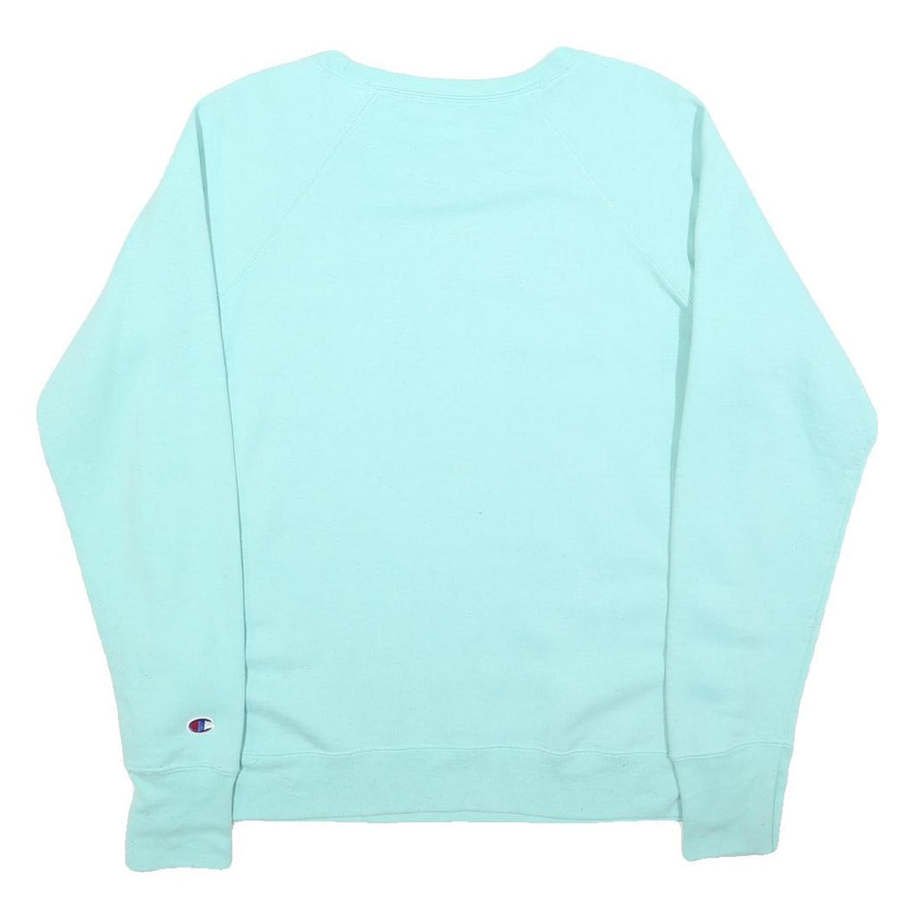 CHAMPION Womens Blue Crew Neck L Cotton Logo Sweatshirt Casual Pullover