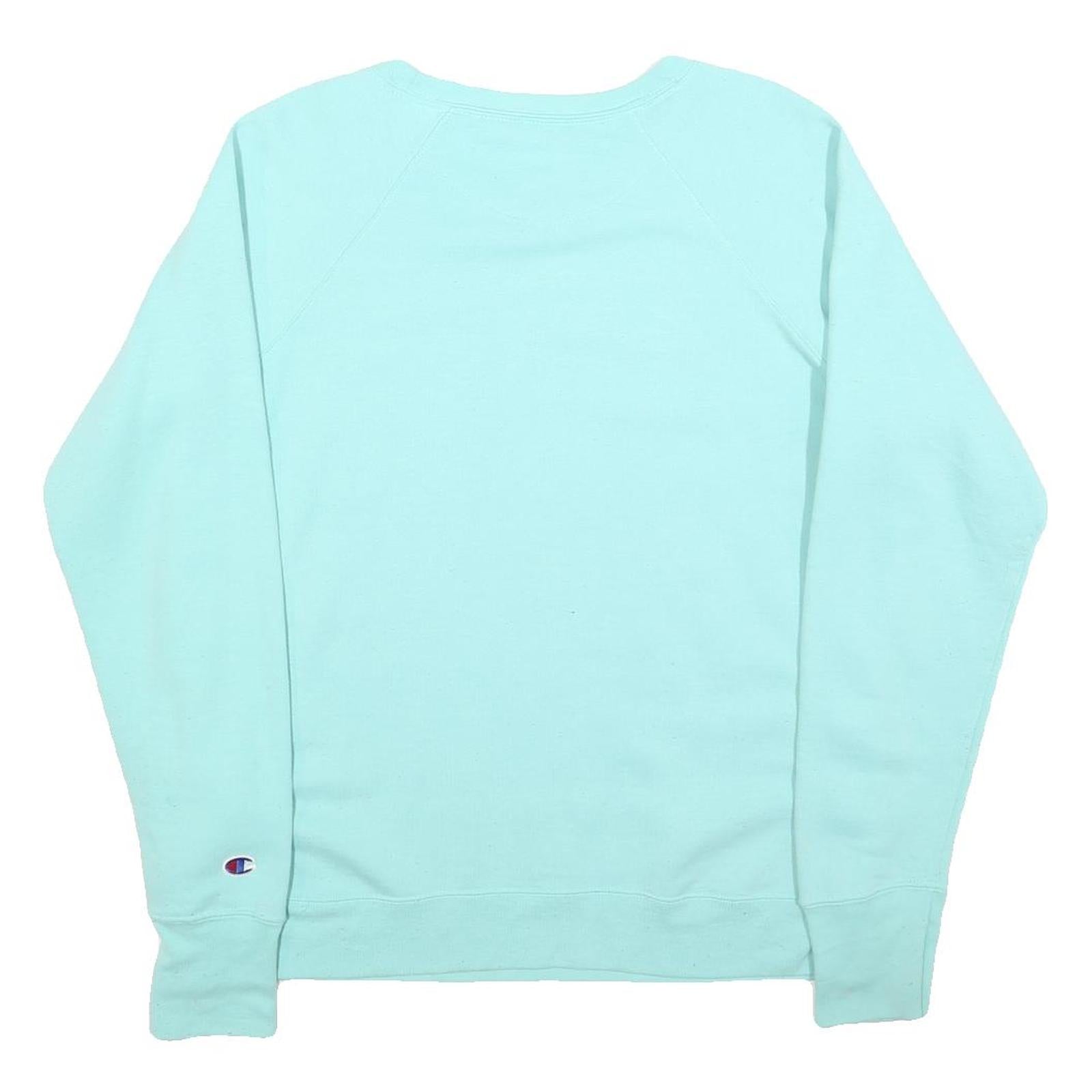 CHAMPION Womens Blue Crew Neck L Cotton Logo Sweatshirt Casual Pullover