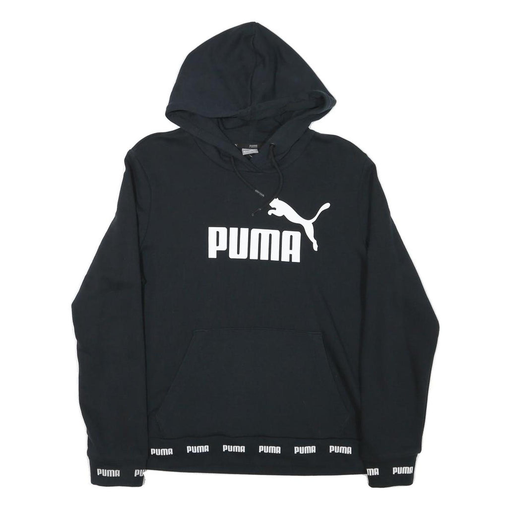PUMA Womens Black Hoodie XL Cotton Blend Pullover Logo Print Casual