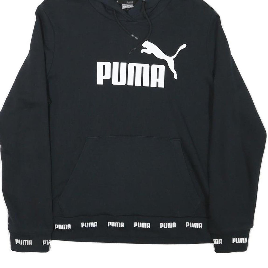 PUMA Womens Black Hoodie XL Cotton Blend Pullover Logo Print Casual