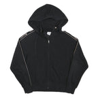 CHAMPION Womens Black Full Zip Hoodie M Logo Tape Casual Streetwear