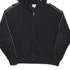 CHAMPION Womens Black Full Zip Hoodie M Logo Tape Casual Streetwear
