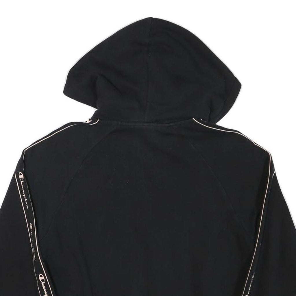 CHAMPION Womens Black Full Zip Hoodie M Logo Tape Casual Streetwear