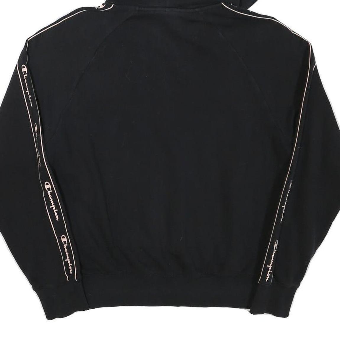 CHAMPION Womens Black Full Zip Hoodie M Logo Tape Casual Streetwear