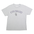 MAJESTIC Mens Grey Colorado Graphic T-Shirt L Short Sleeve Crew Neck Cotton