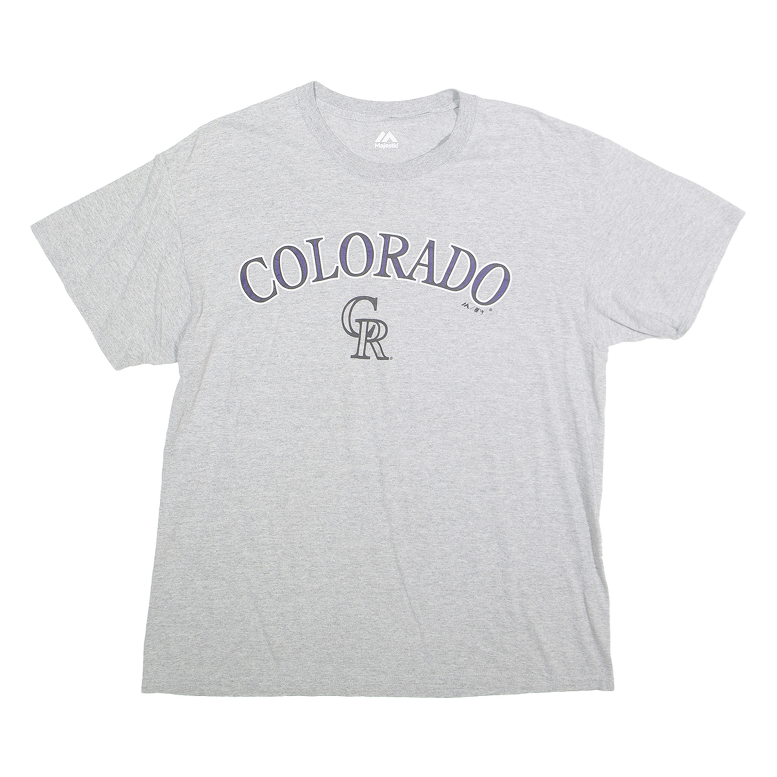 MAJESTIC Mens Grey Colorado Graphic T-Shirt L Short Sleeve Crew Neck Cotton