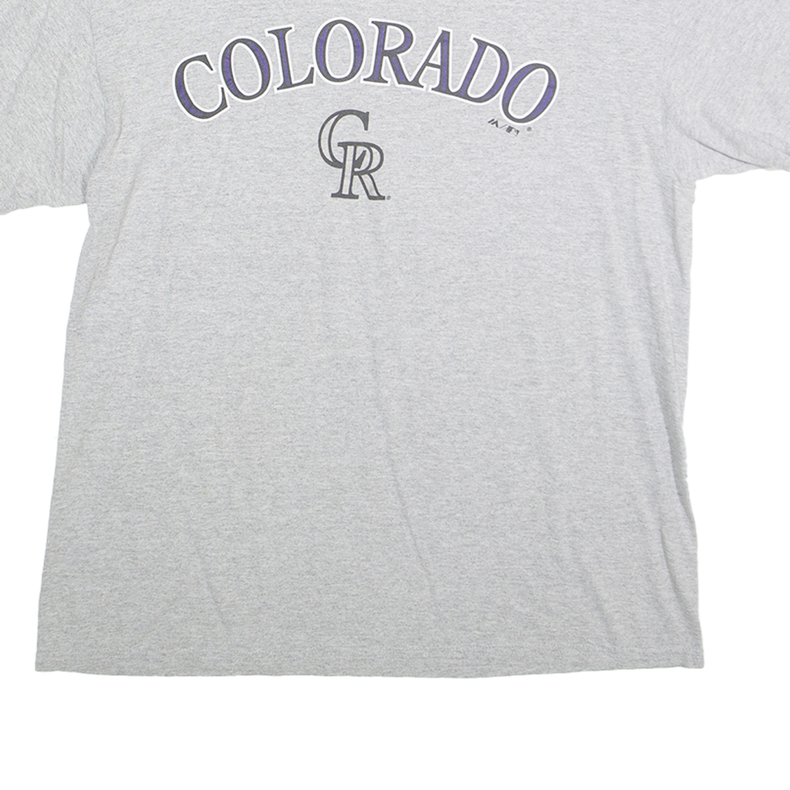 MAJESTIC Mens Grey Colorado Graphic T-Shirt L Short Sleeve Crew Neck Cotton