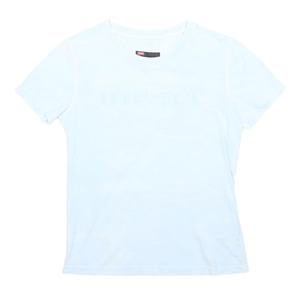 DIESEL Girls White Logo Graphic T-Shirt M Short Sleeve Crew Neck Cotton Blend