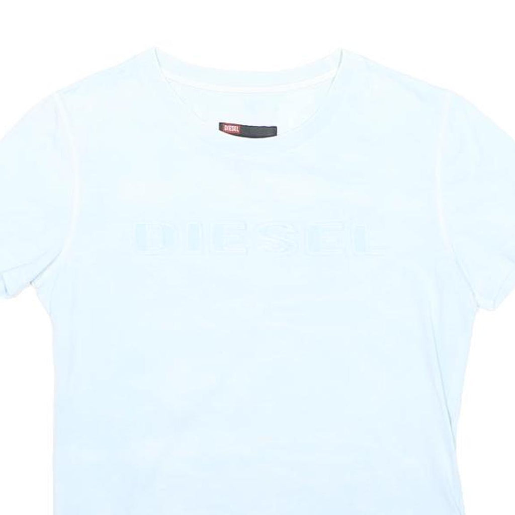 DIESEL Girls White Logo Graphic T-Shirt M Short Sleeve Crew Neck Cotton Blend