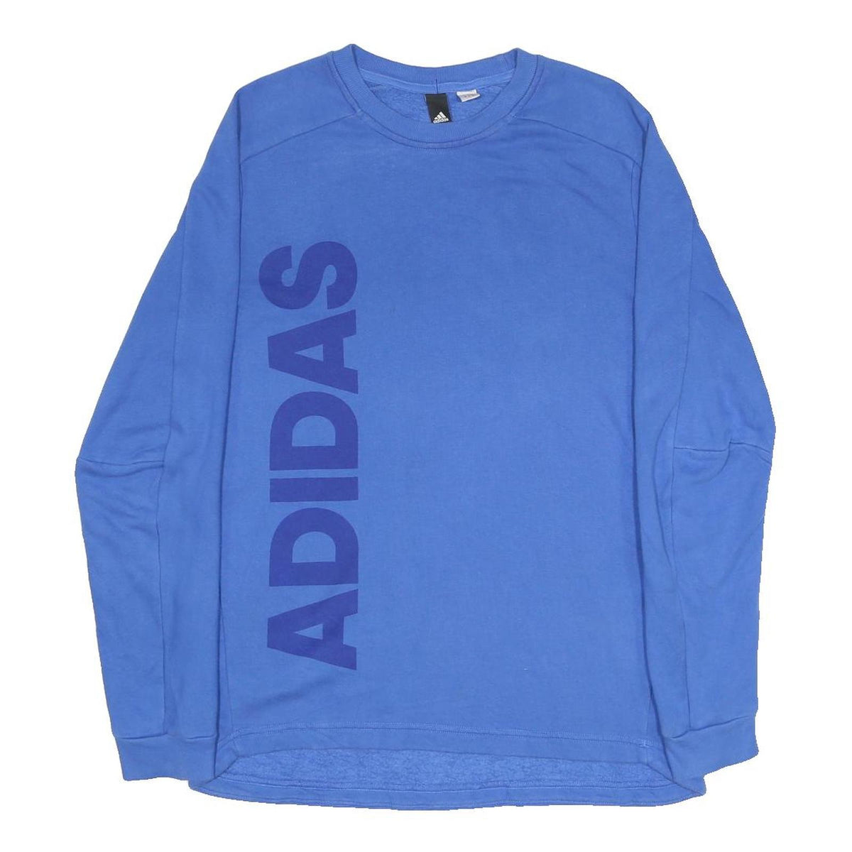 ADIDAS Mens Blue Crew Neck S Cotton Blend Sweatshirt Logo Print Casual