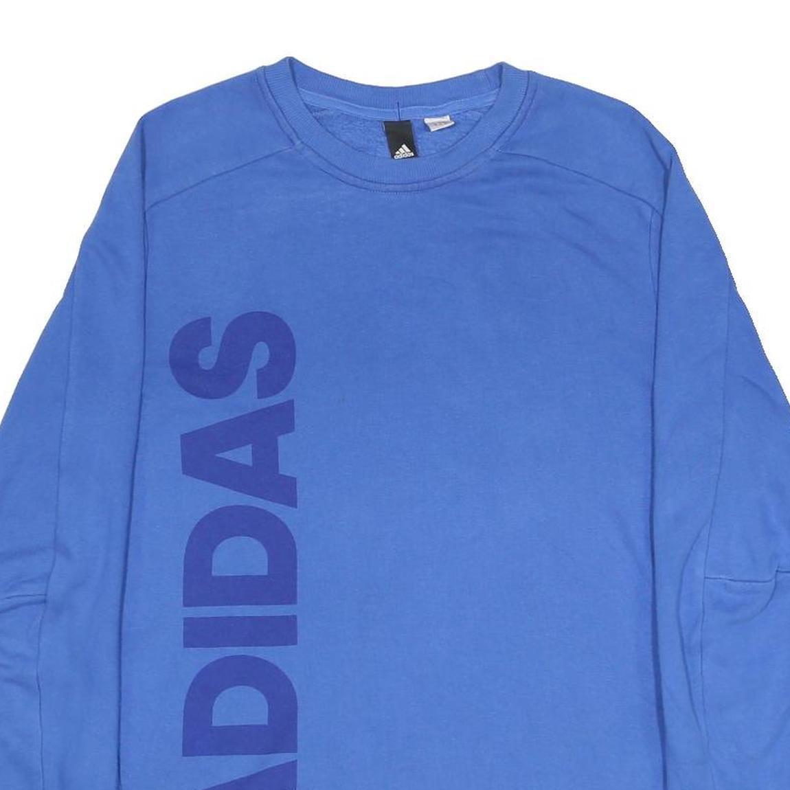 ADIDAS Mens Blue Crew Neck S Cotton Blend Sweatshirt Logo Print Casual