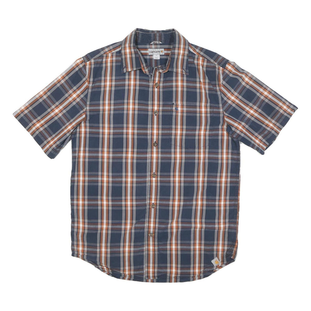 CARHARTT Mens Blue & Orange Check Shirt M Cotton Blend Casual Workwear