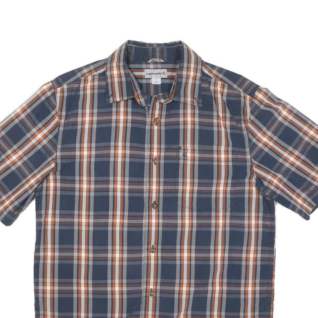 CARHARTT Mens Blue & Orange Check Shirt M Cotton Blend Casual Workwear