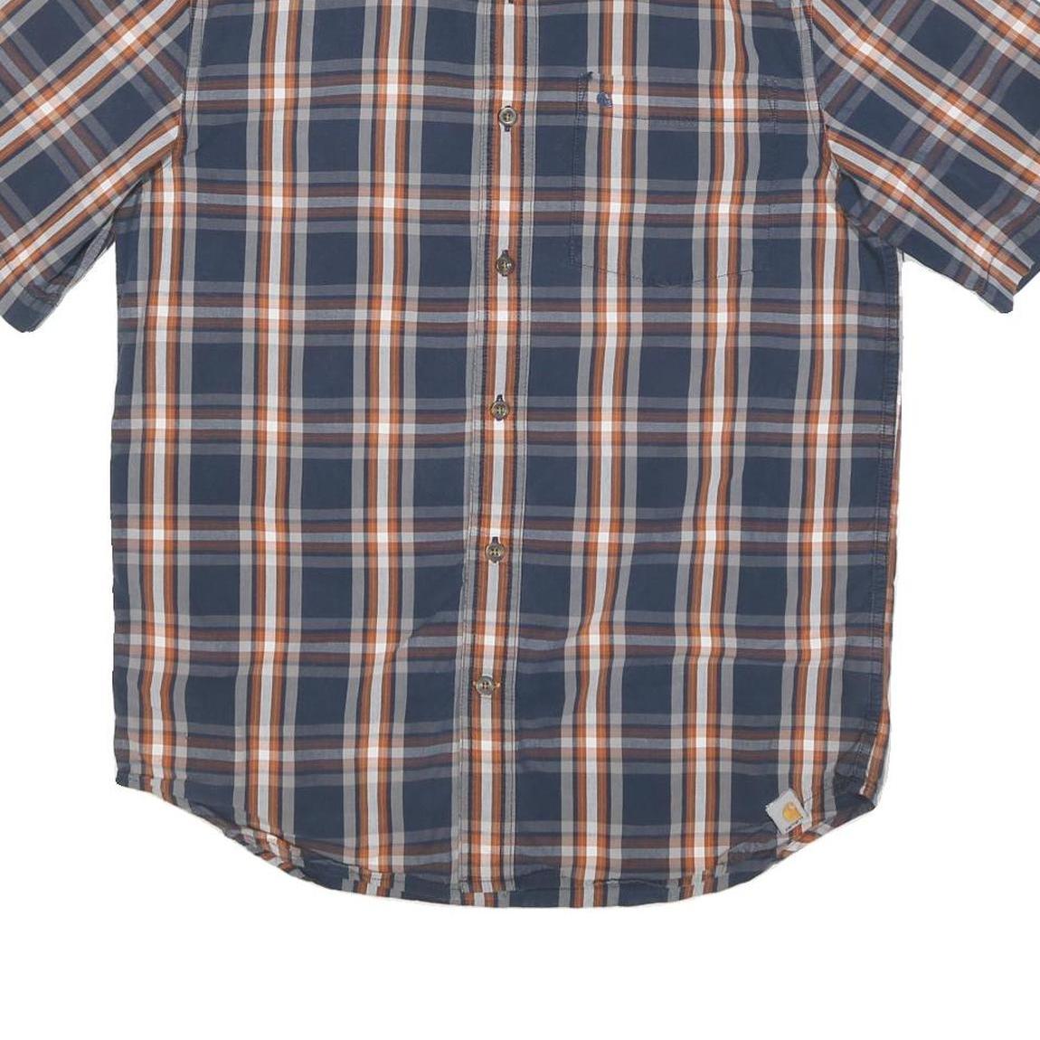 CARHARTT Mens Blue & Orange Check Shirt M Cotton Blend Casual Workwear