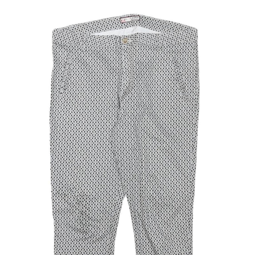 M.SARA Womens Cotton Blend White & Black Slim Tapered Trousers W32 L24 Stylish