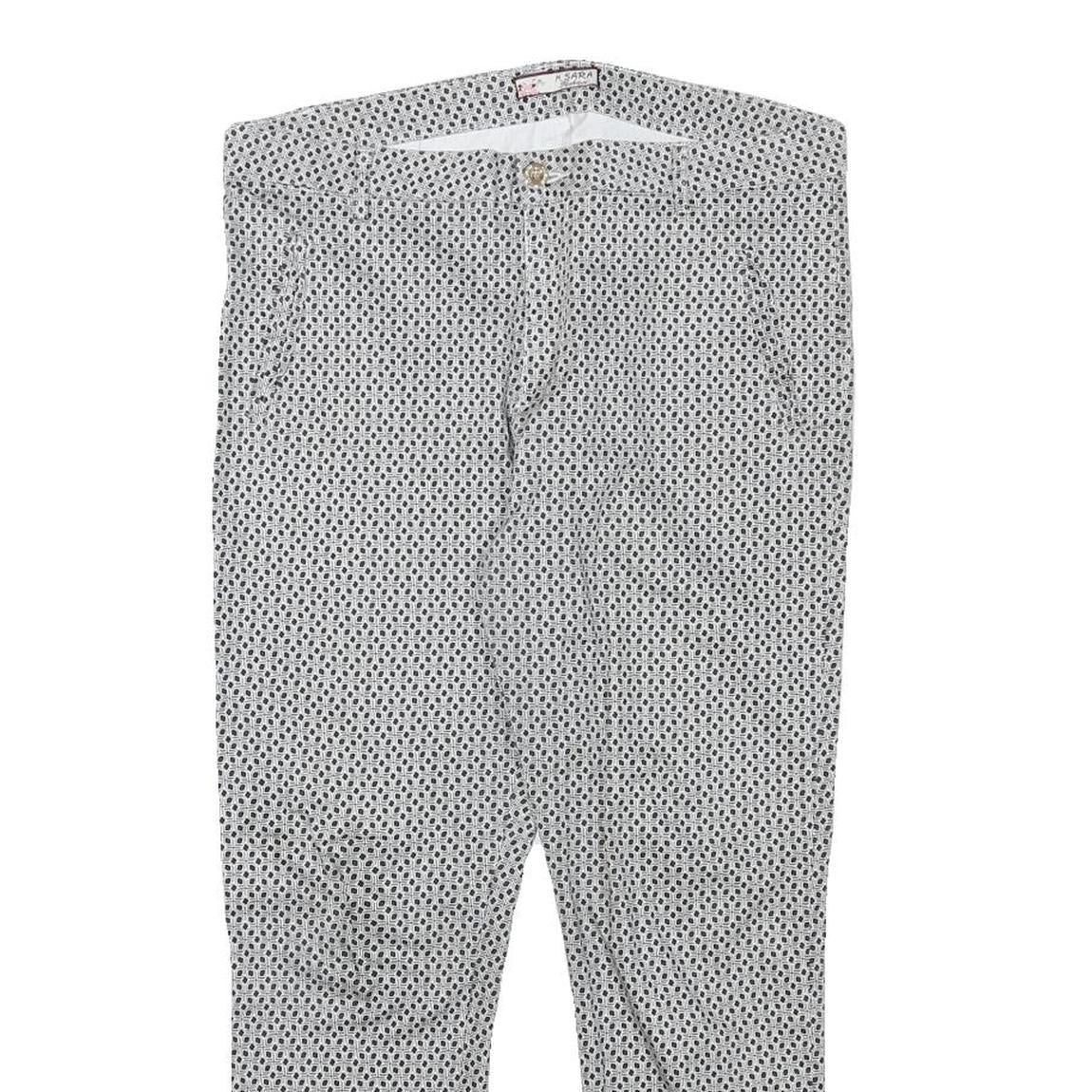 M.SARA Womens Cotton Blend White & Black Slim Tapered Trousers W32 L24 Stylish