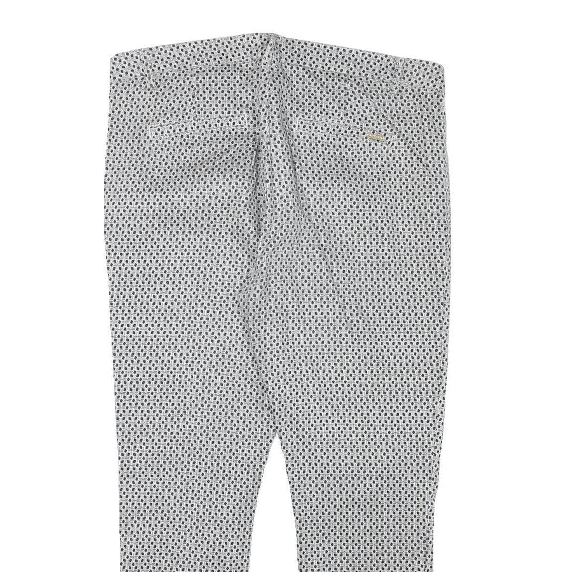 M.SARA Womens Cotton Blend White & Black Slim Tapered Trousers W32 L24 Stylish