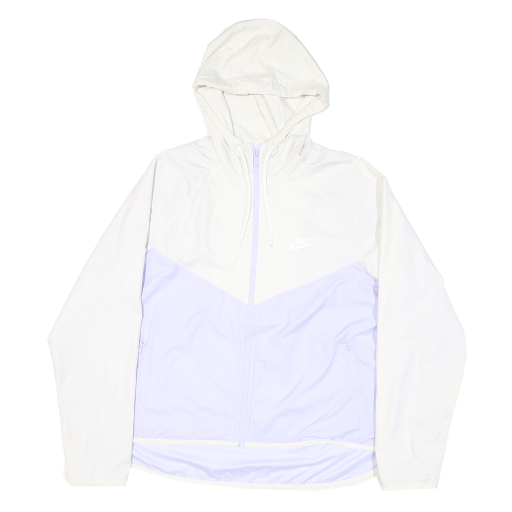 NIKE Womens White & Pale Lilac Lightweight Zip Up Jacket L Polyester Blend Plain