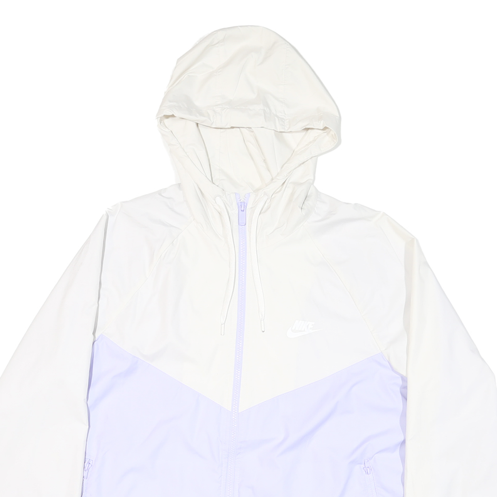 NIKE Womens White & Pale Lilac Lightweight Zip Up Jacket L Polyester Blend Plain