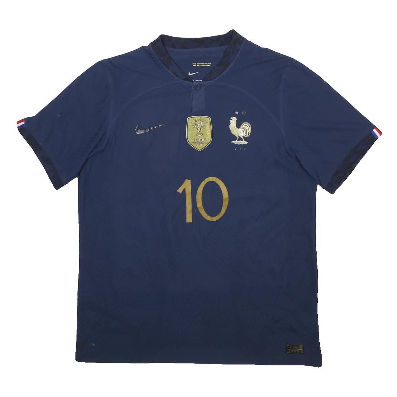 NIKE France 2022-23 Mens Blue Football Shirt L Short Sleeve Crew Neck