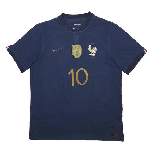 NIKE France 2022-23 Mens Blue Football Shirt L Short Sleeve Crew Neck