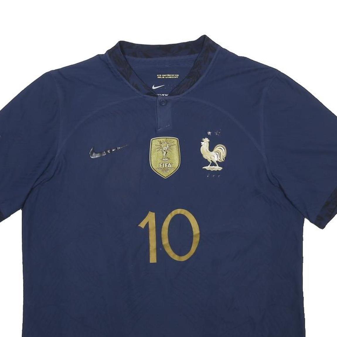 NIKE France 2022-23 Mens Blue Football Shirt L Short Sleeve Crew Neck