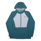 ASICS Mens Blue & White Track Jacket L Polyester Zip Hooded Sportswear