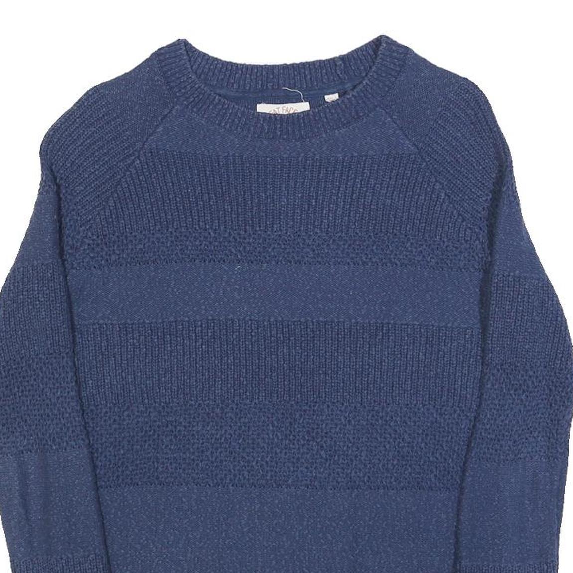 FAT FACE Womens Blue Patterned Jumper Crew Neck Basic Knit UK 8 Cotton Blend