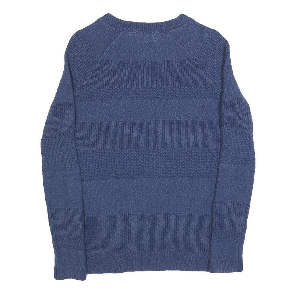 FAT FACE Womens Blue Patterned Jumper Crew Neck Basic Knit UK 8 Cotton Blend