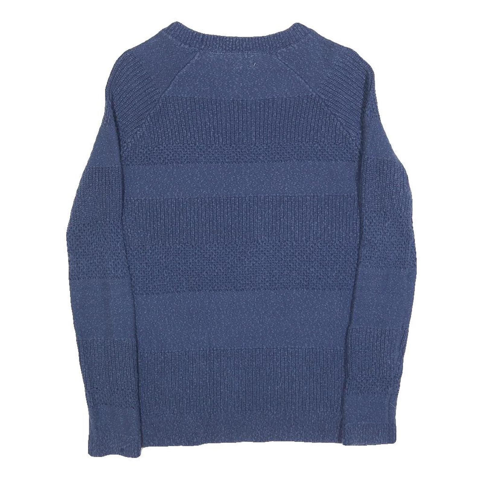 FAT FACE Womens Blue Patterned Jumper Crew Neck Basic Knit UK 8 Cotton Blend