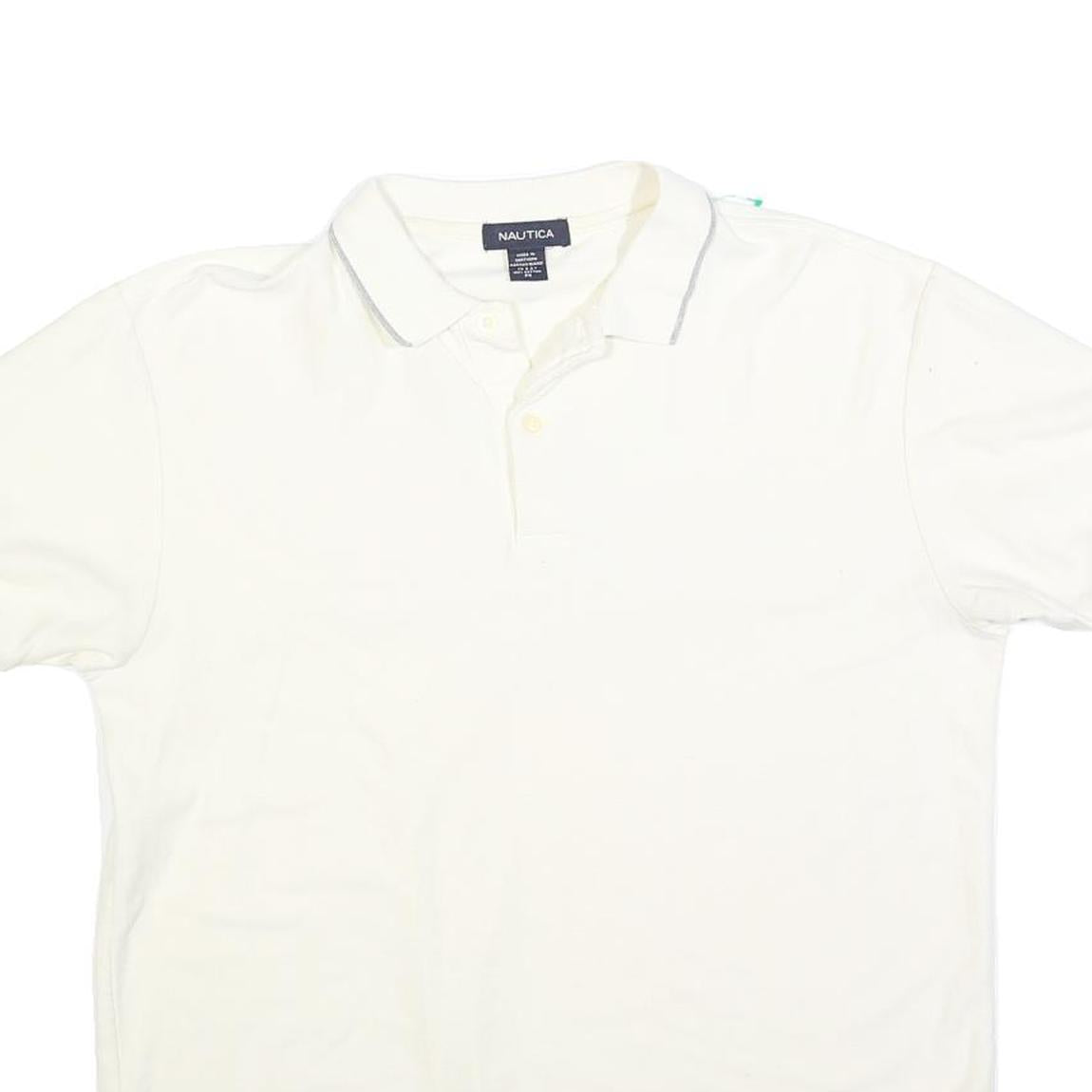 NAUTICA Mens White Short Sleeve Plain M Cotton Blend Polo Shirt Casual Classic