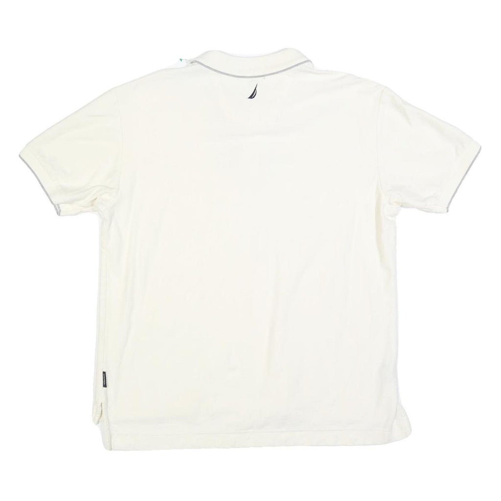 NAUTICA Mens White Short Sleeve Plain M Cotton Blend Polo Shirt Casual Classic