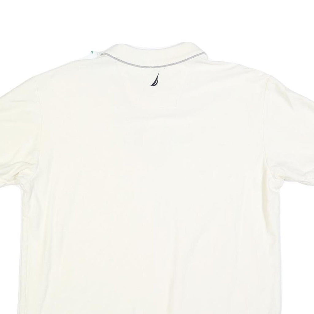 NAUTICA Mens White Short Sleeve Plain M Cotton Blend Polo Shirt Casual Classic