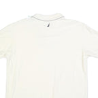 NAUTICA Mens White Short Sleeve Plain M Cotton Blend Polo Shirt Casual Classic