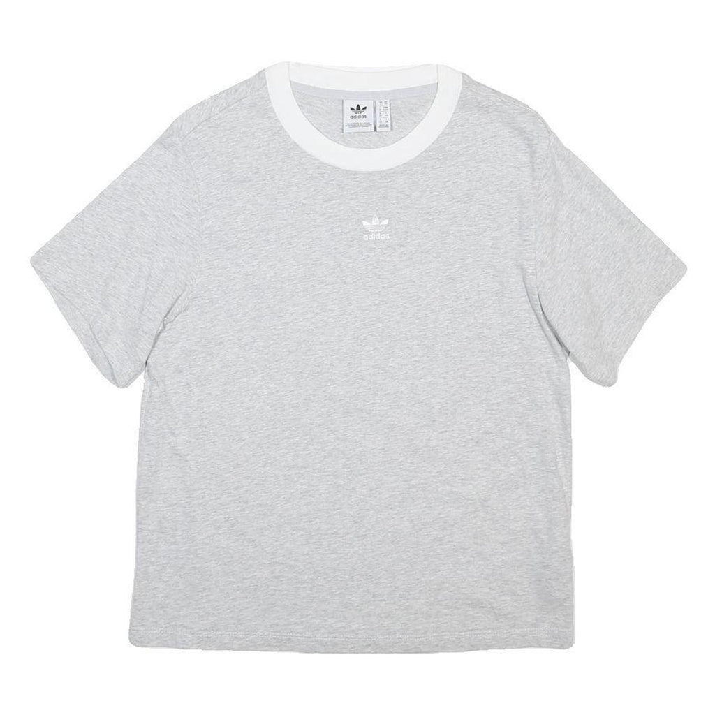 ADIDAS Womens Grey & White Graphic T-Shirt XS Short Sleeve Crew Neck Casual