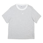 ADIDAS Womens Grey & White Graphic T-Shirt XS Short Sleeve Crew Neck Casual