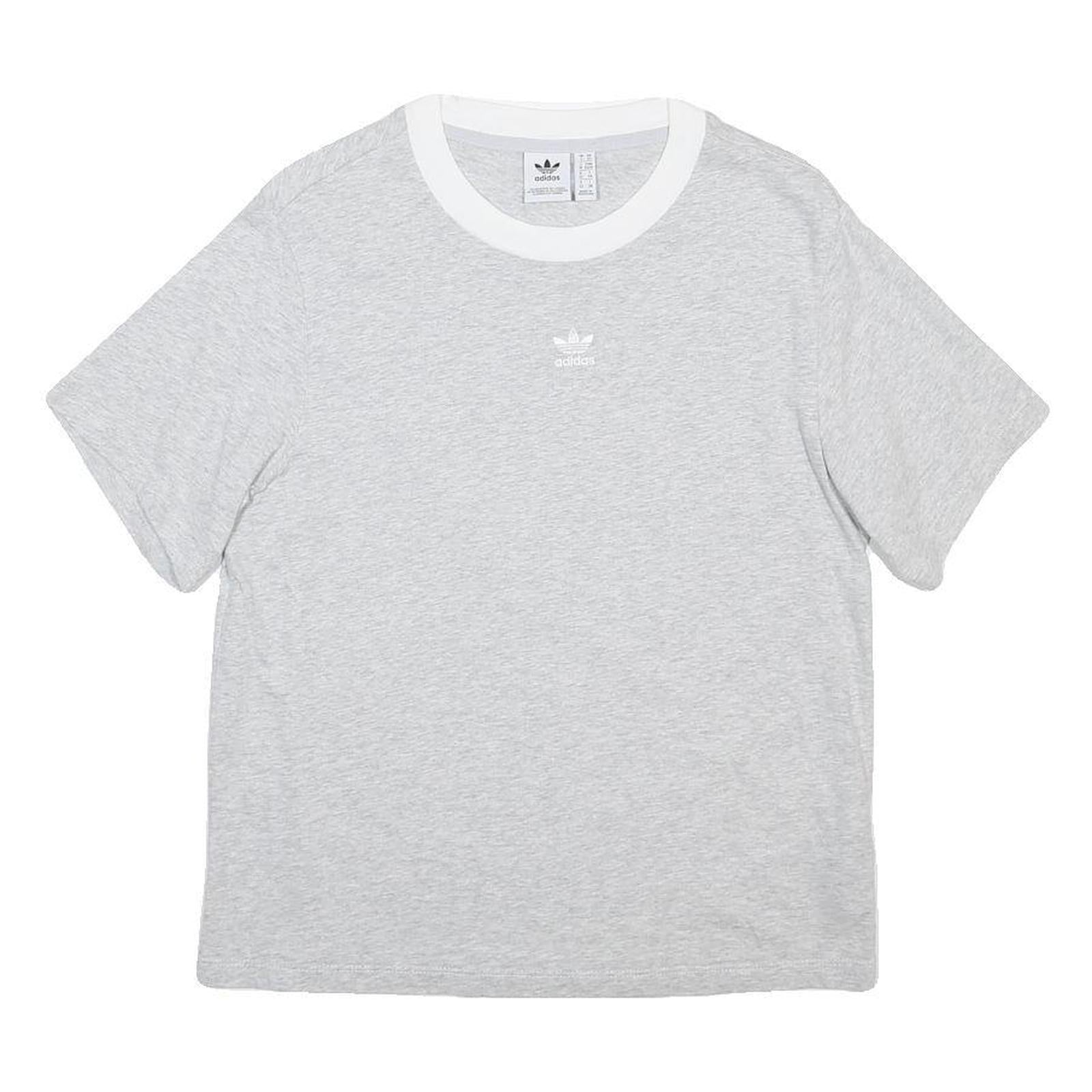 ADIDAS Womens Grey & White Graphic T-Shirt XS Short Sleeve Crew Neck Casual