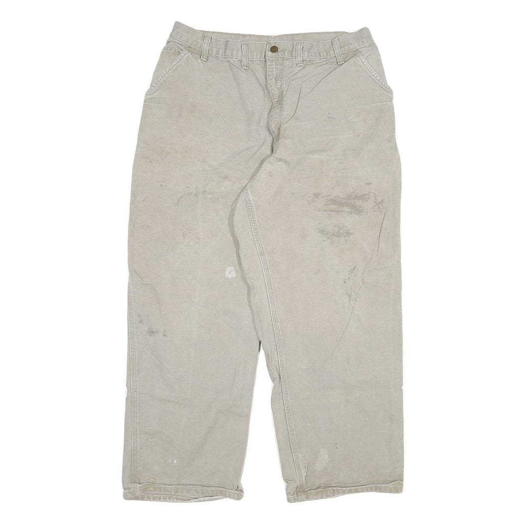 CARHARTT Mens Relaxed Beige Denim W32 L27 Workwear Zip Closure Jeans